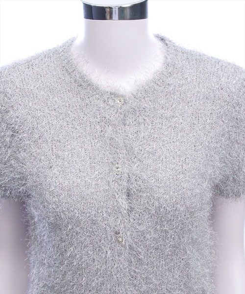 clear（クリア）の「ラメシャギー半袖ニットカーディガン（カーディガン/ボレロ・レディース・ピンク/アイボリー/グレー・F）」の9枚目の写真