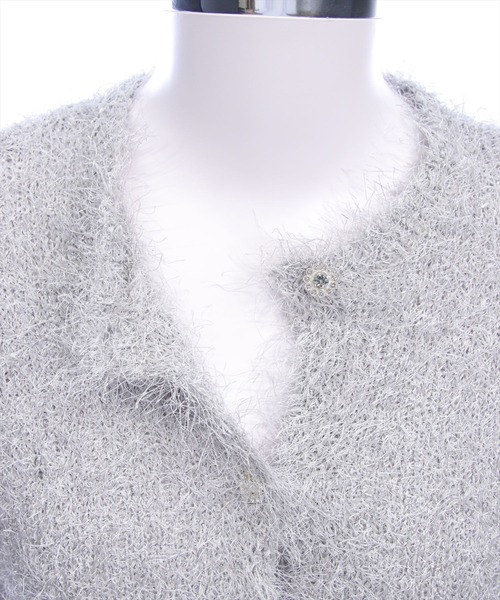 clear（クリア）の「ラメシャギー半袖ニットカーディガン（カーディガン/ボレロ・レディース・ピンク/アイボリー/グレー・F）」の12枚目の写真