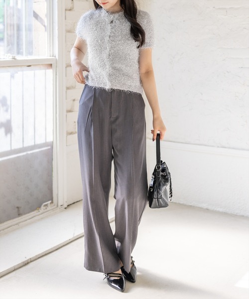 clear（クリア）の「ラメシャギー半袖ニットカーディガン（カーディガン/ボレロ・レディース・ピンク/アイボリー/グレー・F）」の16枚目の写真