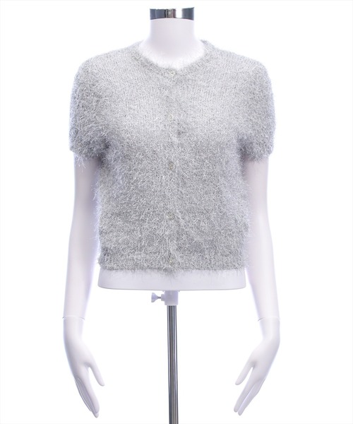 clear（クリア）の「ラメシャギー半袖ニットカーディガン（カーディガン/ボレロ・レディース・ピンク/アイボリー/グレー・F）」の7枚目の写真