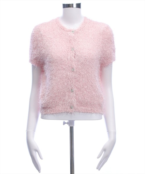 clear（クリア）の「ラメシャギー半袖ニットカーディガン（カーディガン/ボレロ・レディース・ピンク/アイボリー/グレー・F）」の6枚目の写真