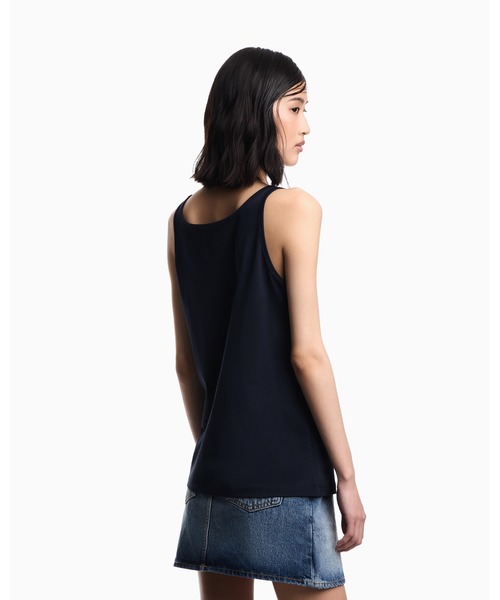 EMPORIO ARMANI（エンポリオアルマーニ）の「【エンポリオ アルマーニ】ARMANI JEANS プリント ジャージータンクトップ（タンクトップ・レディース・ネイビー/オフホワイト・MEDIUM/SMALL）」の9枚目の写真
