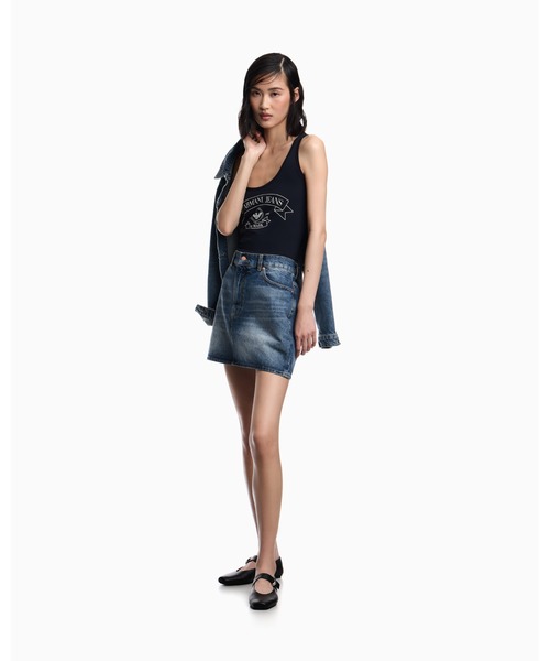 EMPORIO ARMANI（エンポリオアルマーニ）の「【エンポリオ アルマーニ】ARMANI JEANS プリント ジャージータンクトップ（タンクトップ・レディース・ネイビー/オフホワイト・MEDIUM/SMALL）」の7枚目の写真