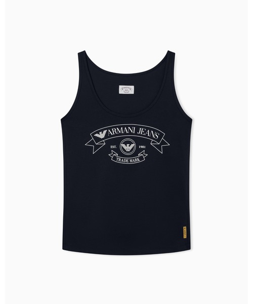 EMPORIO ARMANI（エンポリオアルマーニ）の「【エンポリオ アルマーニ】ARMANI JEANS プリント ジャージータンクトップ（タンクトップ・レディース・ネイビー/オフホワイト・MEDIUM/SMALL）」の6枚目の写真