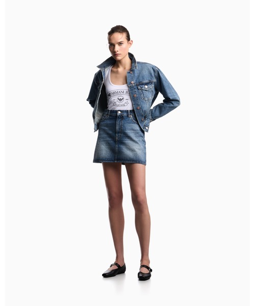 EMPORIO ARMANI（エンポリオアルマーニ）の「【エンポリオ アルマーニ】ARMANI JEANS プリント ジャージータンクトップ（タンクトップ・レディース・ネイビー/オフホワイト・MEDIUM/SMALL）」の3枚目の写真