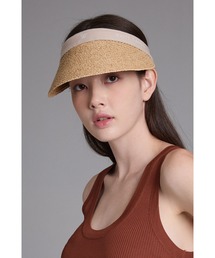 WHITE SANDS（ホワイトサンズ）の「天然ラフィア ロゴ入り サンバイザー（サンバイザー）」