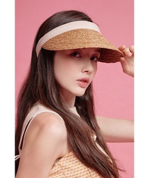 WHITE SANDS（ホワイトサンズ）の「天然ラフィア ロゴ入り サンバイザー（サンバイザー）」