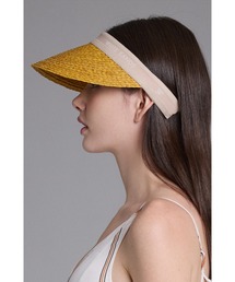 WHITE SANDS（ホワイトサンズ）の「天然ラフィア ロゴ入り サンバイザー（サンバイザー）」