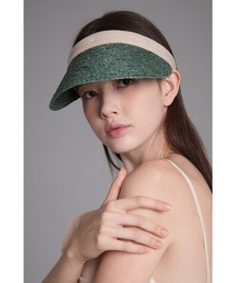 WHITE SANDS（ホワイトサンズ）の「天然ラフィア ロゴ入り サンバイザー（サンバイザー）」