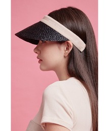 WHITE SANDS（ホワイトサンズ）の「天然ラフィア ロゴ入り サンバイザー（サンバイザー）」
