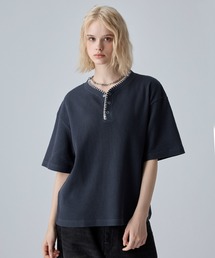 VELNUS（ベルナス）の「【VELNUS】Quick-Dry & Anti-Bacterial Deodorant Hand-Stitch V-Neck Waffle Henley Short-Sleeve T-Shirt/〈吸水速乾･抗菌防臭〉ハンドステッチVネックワッフルヘンリーネック半袖Ｔシャツ（Tシャツ/カットソー）」