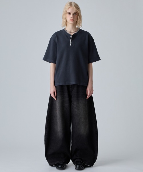 VELNUS(ベルナス)の「【VELNUS】Quick-Dry & Anti-Bacterial Deodorant Hand-Stitch V-Neck Waffle Henley Short-Sleeve T-Shirt/〈吸水速乾・抗菌防臭〉ハンドステッチVネックワッフルヘンリーネック半袖Tシャツ(Tシャツ/カットソー・メンズ・ネイビー/グレー・S/L/M)」の8枚目の写真