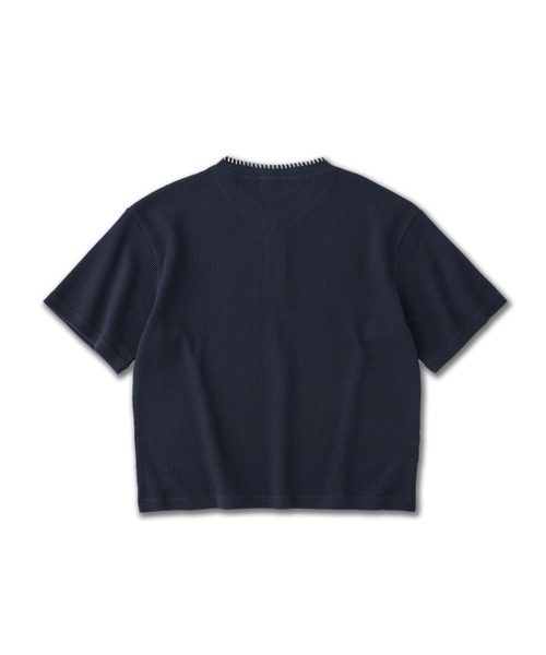 VELNUS(ベルナス)の「【VELNUS】Quick-Dry & Anti-Bacterial Deodorant Hand-Stitch V-Neck Waffle Henley Short-Sleeve T-Shirt/〈吸水速乾・抗菌防臭〉ハンドステッチVネックワッフルヘンリーネック半袖Tシャツ(Tシャツ/カットソー・メンズ・ネイビー/グレー・S/L/M)」の14枚目の写真