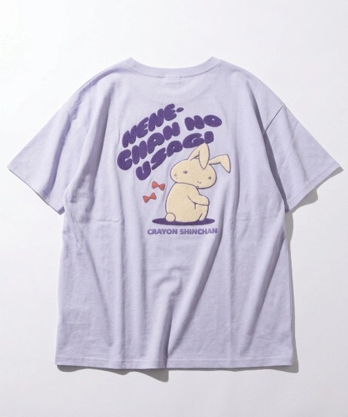 MARUKAWA（マルカワ）の「2026SS『クレヨンしんちゃん』オーバーサイズ シロ/殴られウサギ キャラクター フロント/バックサガラ刺繍 半袖Tシャツ（Tシャツ/カットソー・レディース・アッシュグレー/ブラック/ラベンダー/ブルー・M/L）」の7枚目の写真