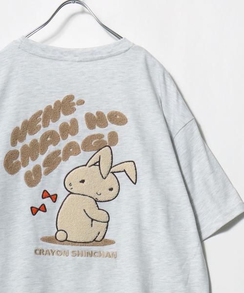 MARUKAWA（マルカワ）の「2026SS『クレヨンしんちゃん』オーバーサイズ シロ/殴られウサギ キャラクター フロント/バックサガラ刺繍 半袖Tシャツ（Tシャツ/カットソー・レディース・アッシュグレー/ブラック/ラベンダー/ブルー・M/L）」の19枚目の写真