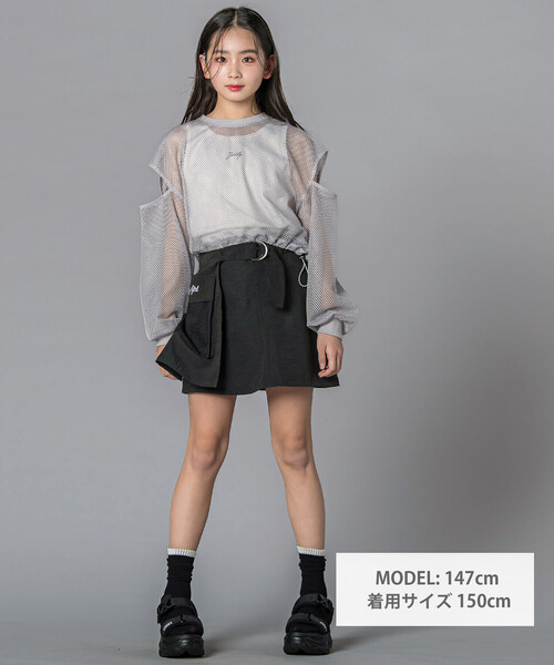 ZIDDY（ジディ）の「メッシュトップス＆タンクトップセット（スポMIXクロップ）(130~160cm)（その他トップス・キッズ・ブラック/ホワイト・130cm/140cm/FREE/150cm）」の5枚目の写真