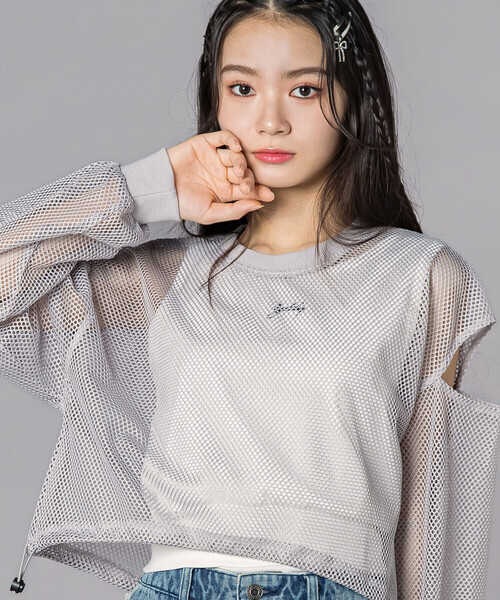 ZIDDY（ジディ）の「メッシュトップス＆タンクトップセット（スポMIXクロップ）(130~160cm)（その他トップス・キッズ・ブラック/ホワイト・130cm/140cm/FREE/150cm）」の6枚目の写真