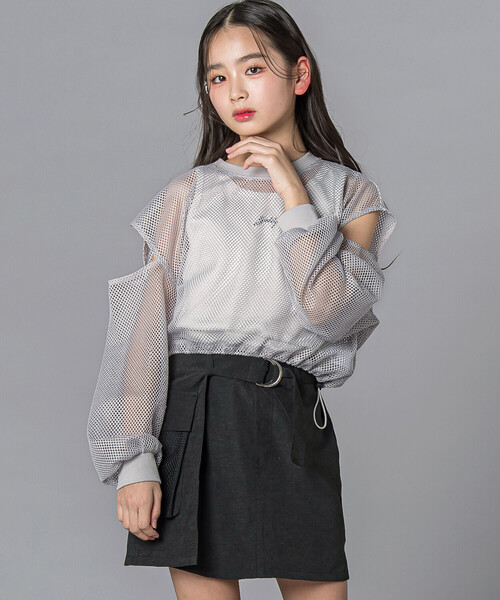 ZIDDY（ジディ）の「メッシュトップス＆タンクトップセット（スポMIXクロップ）(130~160cm)（その他トップス・キッズ・ブラック/ホワイト・130cm/140cm/FREE/150cm）」の8枚目の写真