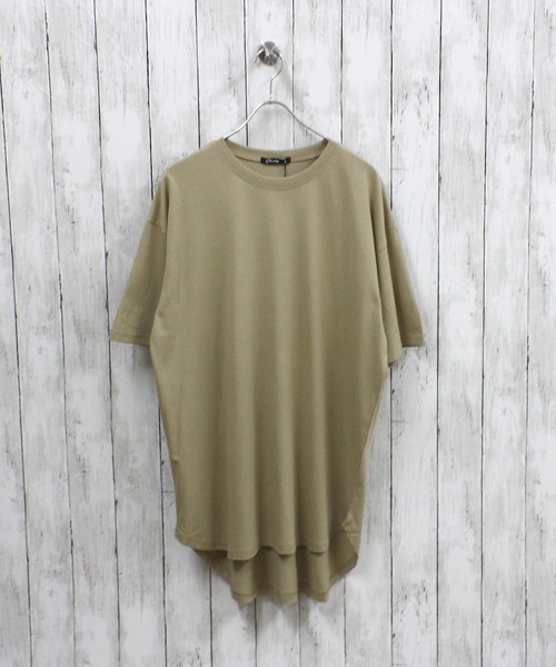 ZI-ON(ジーオン)の「MENS ヘムBIG Tシャツ(Tシャツ/カットソー・メンズ・オフホワイト/杢グレー/ダークグリーン/チャコールグレー/ブラック/ベージュ・M/L/XL)」の1枚目の写真