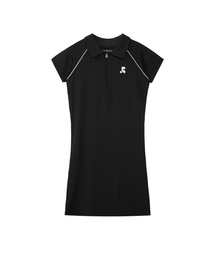 COLLAR ZIP-UP DRESS - BLACK