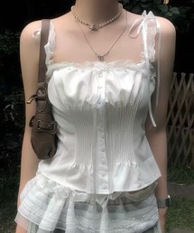 CELENA BEATS（セレナビーツ）の「レース リボン コルセット ペプラム キャミソール トップス（キャミソール）」