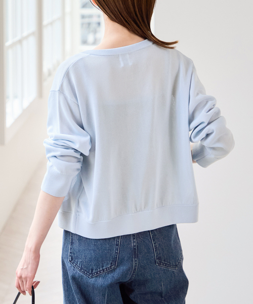 U by SPICK&SPAN（ユーバイスピックアンドスパン）の「ウォッシャブルドットボタンニットカーディガン（カーディガン/ボレロ・レディース・ホワイト/ブラウン/サックスブルー・FREE）」の16枚目の写真