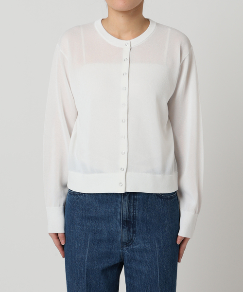 U by SPICK&SPAN（ユーバイスピックアンドスパン）の「ウォッシャブルドットボタンニットカーディガン（カーディガン/ボレロ・レディース・ホワイト/ブラウン/サックスブルー・FREE）」の19枚目の写真