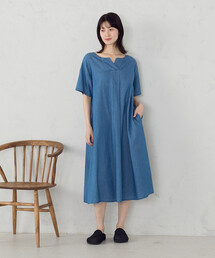 ONIGIRI | デニム 半袖アッパッパ(ワンピース)