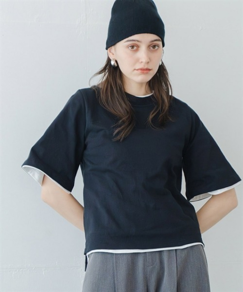 Maison INNESS（メゾンアイネス）の「綿１００％バスク素材ベルスリーブプルオーバー（Tシャツ/カットソー・レディース・モカ/オフホワイト/ブラック・5L/4L/3L/LL/L/M/S）」の9枚目の写真