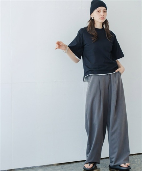 Maison INNESS（メゾンアイネス）の「綿１００％バスク素材ベルスリーブプルオーバー（Tシャツ/カットソー・レディース・モカ/オフホワイト/ブラック・5L/4L/3L/LL/L/M/S）」の10枚目の写真