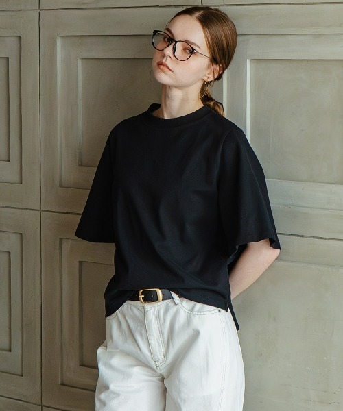 Maison INNESS（メゾンアイネス）の「綿１００％バスク素材ベルスリーブプルオーバー（Tシャツ/カットソー・レディース・モカ/オフホワイト/ブラック・5L/4L/3L/LL/L/M/S）」の18枚目の写真