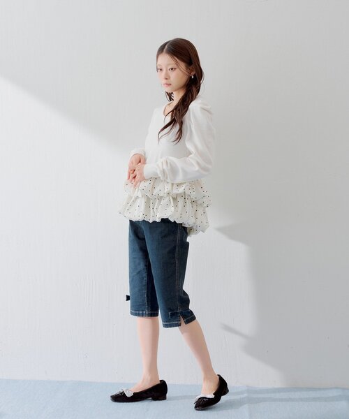 Chico（チコ）の「【SALON by Chico】リボン取り外しサイドスリットカプリパンツ（その他パンツ・レディース・ネイビー/ブラック・FREE）」の5枚目の写真