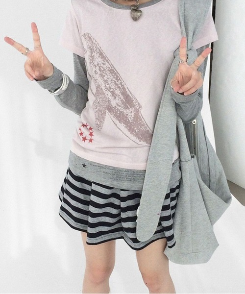 AsheKsha(アシクシャ)の「ストライプのミニスカート--一着で様々な着こなし(スカート・レディース・ダークグレー・M)」の22枚目の写真