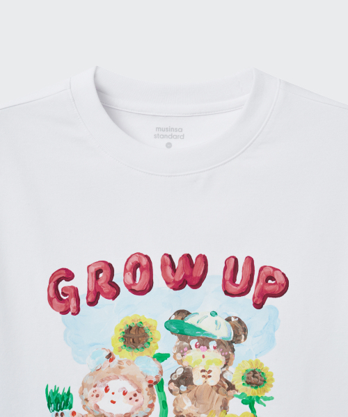 MUSINSA STANDARD KIDS（ムシンサスタンダードキッズ）の「[スロコースターコラボ] グロウアップTシャツ [ホワイト]（Tシャツ/カットソー・レディース・その他・120/130/140/150/160）」の5枚目の写真