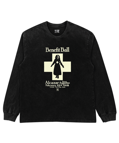 NAVYTEAM(ネイビーチーム)の「ベネフィットボール ピグメントダイングロングTシャツ(Tシャツ/カットソー・レディース・ブラック×グレー/ブラック×ベージュ・1/2/3)」の1枚目の写真