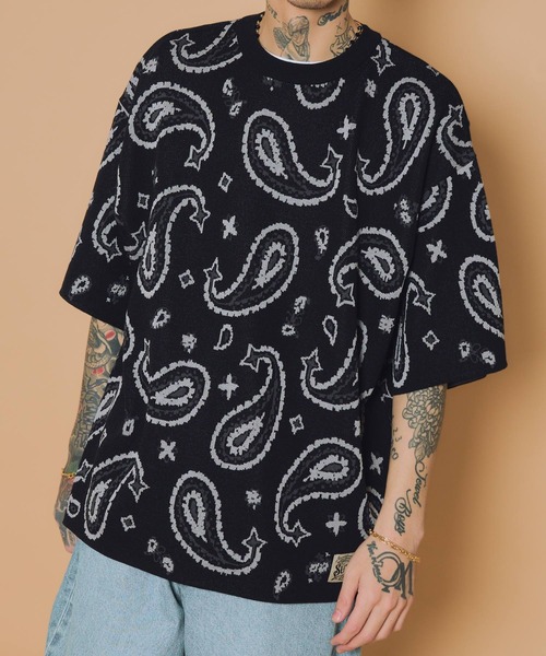 Subciety(サブサエティ)の「Patterned knit tee(ニット/セーター・メンズ・ブラック系その他/ブラック/ブラック系その他2/レオパード・MEDIUM/LARGE/X-LARGE)」の1枚目の写真