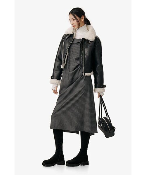 LEATHERY（レザリー）の「オブリークオーバーサイズレザームートンジャケット[ブラック]（ムートンコート・レディース・その他・FREE）」の13枚目の写真
