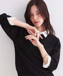 OPAQUE.CLIP | シャツレイヤード風ポロニット【洗濯機OK】(ニット/セーター)