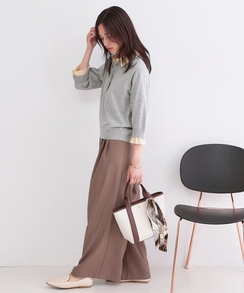 OPAQUE.CLIP(オペークドットクリップ)の「シャツレイヤード風ポロニット【洗濯機OK】(ニット/セーター・レディース・パープル/ネイビー/グレー/ブラック・40/38/42)」の9枚目の写真