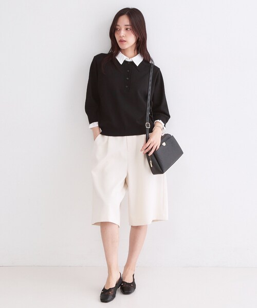 OPAQUE.CLIP(オペークドットクリップ)の「シャツレイヤード風ポロニット【洗濯機OK】(ニット/セーター・レディース・パープル/ネイビー/グレー/ブラック・40/38/42)」の13枚目の写真