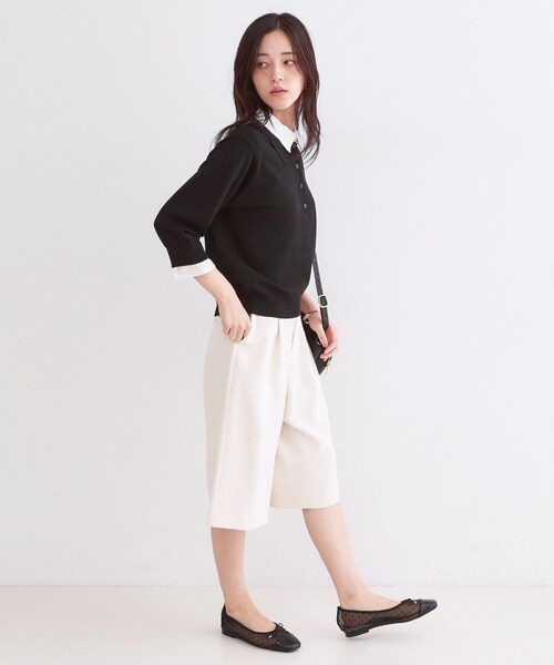 OPAQUE.CLIP(オペークドットクリップ)の「シャツレイヤード風ポロニット【洗濯機OK】(ニット/セーター・レディース・パープル/ネイビー/グレー/ブラック・40/38/42)」の14枚目の写真