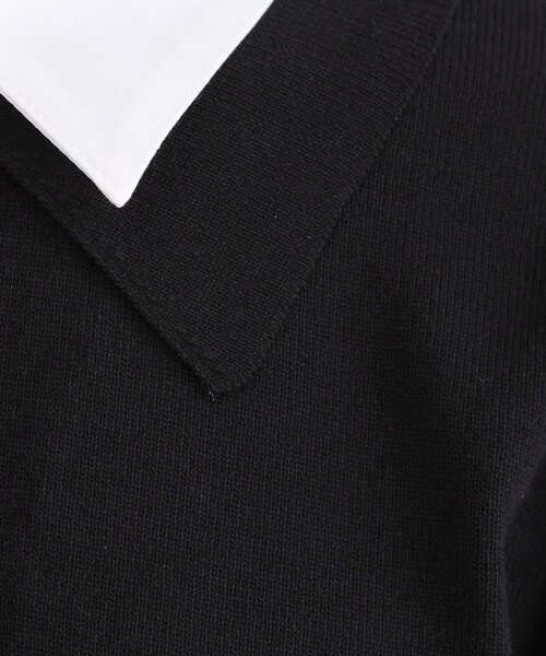 OPAQUE.CLIP(オペークドットクリップ)の「シャツレイヤード風ポロニット【洗濯機OK】(ニット/セーター・レディース・パープル/ネイビー/グレー/ブラック・40/38/42)」の15枚目の写真