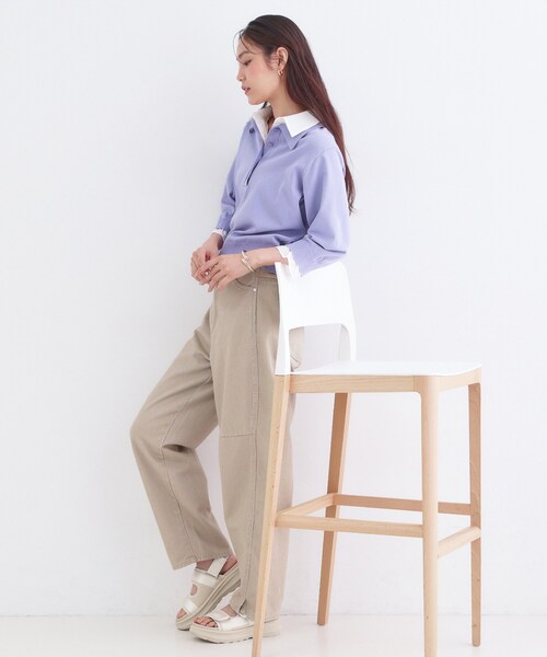 OPAQUE.CLIP(オペークドットクリップ)の「シャツレイヤード風ポロニット【洗濯機OK】(ニット/セーター・レディース・パープル/ネイビー/グレー/ブラック・40/38/42)」の18枚目の写真