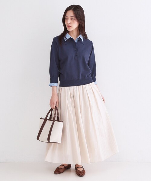 OPAQUE.CLIP(オペークドットクリップ)の「シャツレイヤード風ポロニット【洗濯機OK】(ニット/セーター・レディース・パープル/ネイビー/グレー/ブラック・40/38/42)」の21枚目の写真