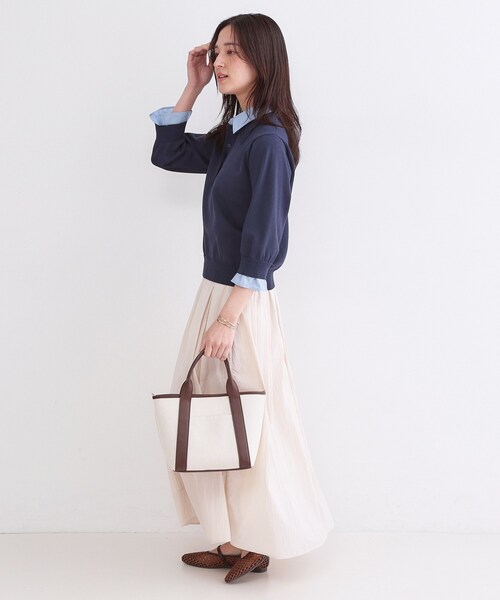 OPAQUE.CLIP(オペークドットクリップ)の「シャツレイヤード風ポロニット【洗濯機OK】(ニット/セーター・レディース・パープル/ネイビー/グレー/ブラック・40/38/42)」の22枚目の写真