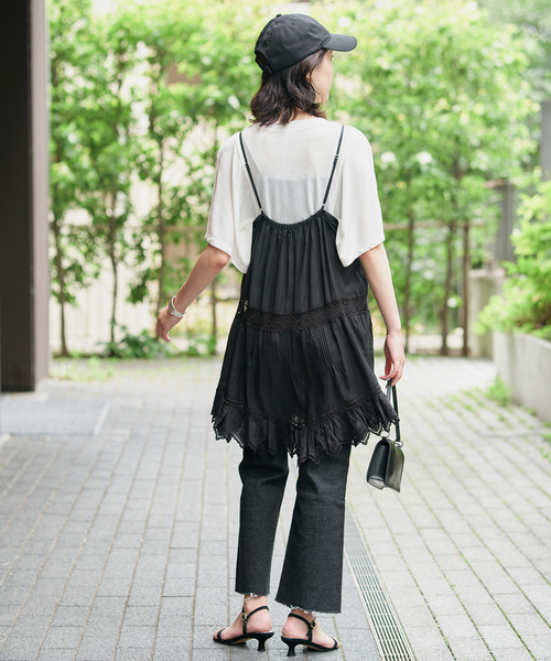 SLOBE IENA(スローブイエナ)の「《追加》リバーレースキャミワンピース(ワンピース・レディース・ホワイト/ブラック・FREE)」の4枚目の写真