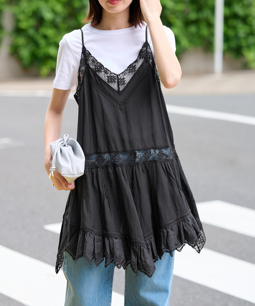 SLOBE IENA(スローブイエナ)の「《追加》リバーレースキャミワンピース(ワンピース・レディース・ホワイト/ブラック・FREE)」の10枚目の写真