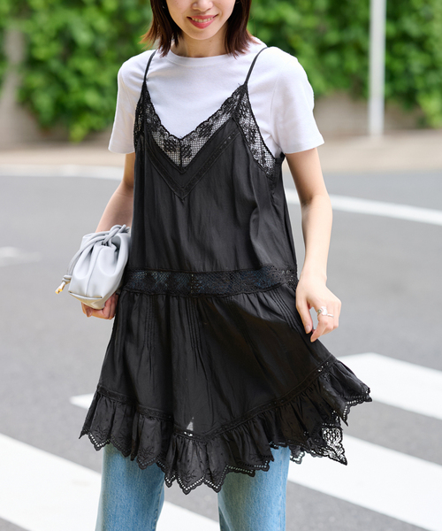 SLOBE IENA(スローブイエナ)の「《追加》リバーレースキャミワンピース(ワンピース・レディース・ホワイト/ブラック・FREE)」の11枚目の写真