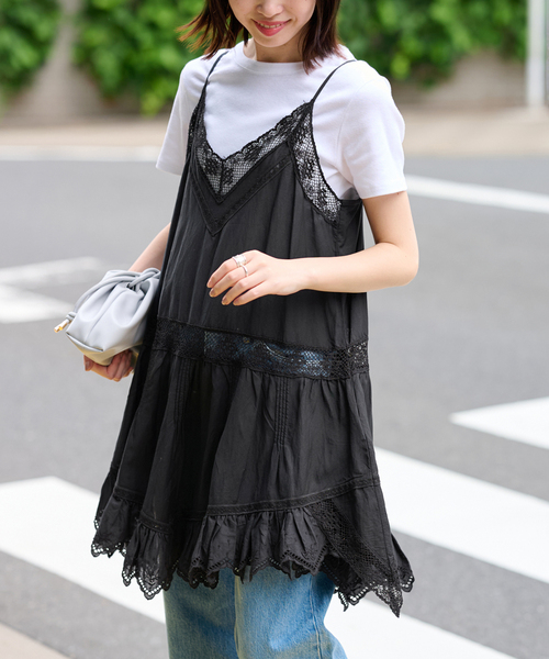 SLOBE IENA(スローブイエナ)の「《追加》リバーレースキャミワンピース(ワンピース・レディース・ホワイト/ブラック・FREE)」の12枚目の写真