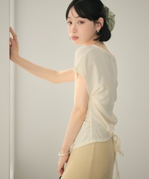 back ribbon french sleeve tops /バックリボンフレンチスリーブトップス